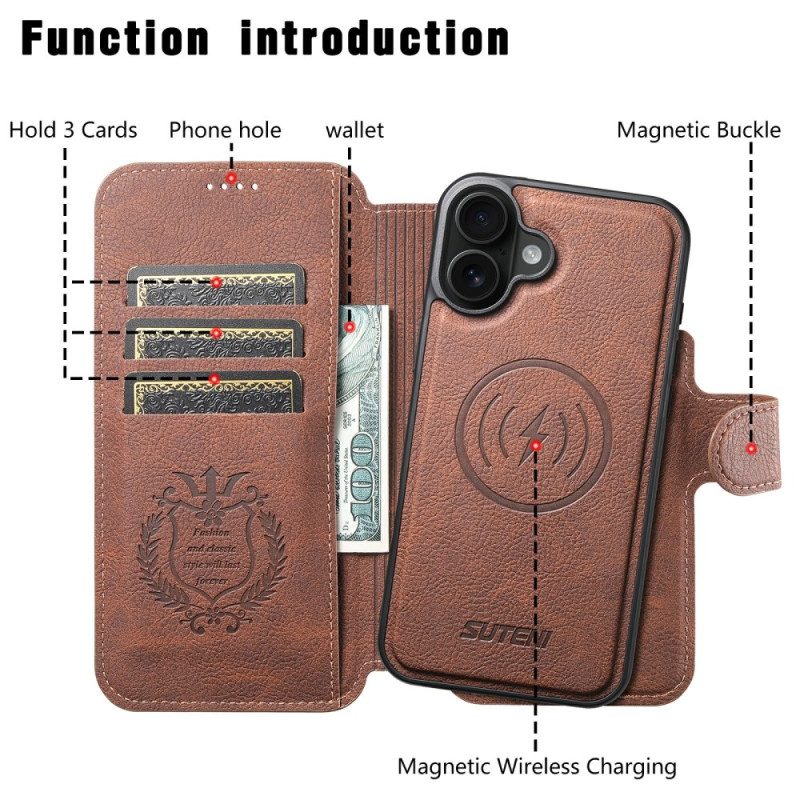 Lederhüllen iPhone 17 Handyhülle Magsafe-abnehmbare Hülle Suteni