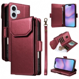 Lederhüllen iPhone 17 Handyhülle Mehrere Kartenfächer Und Handschlaufe