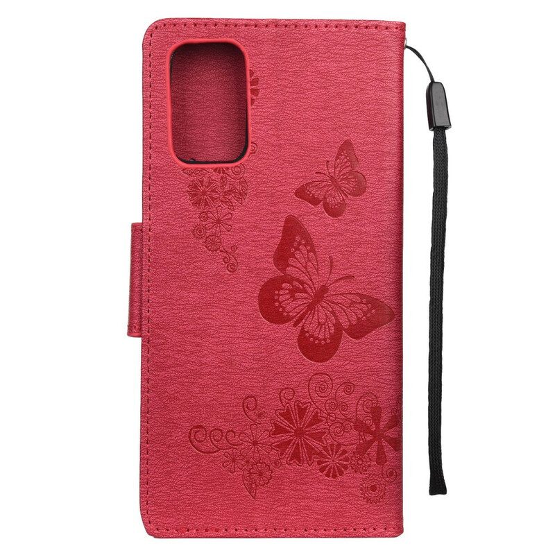 Lederhüllen Für Samsung Galaxy S20 Nur Schmetterlinge Mit Schlüsselband