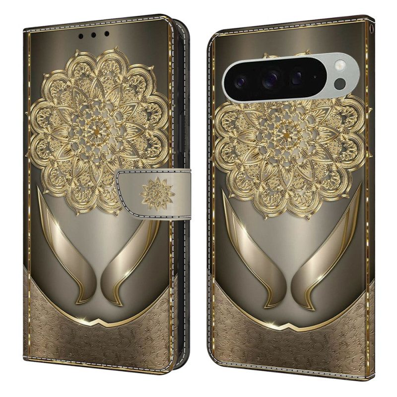 Lederhüllen Für Google Pixel 10 Pro Xl Goldenes Blumenmuster
