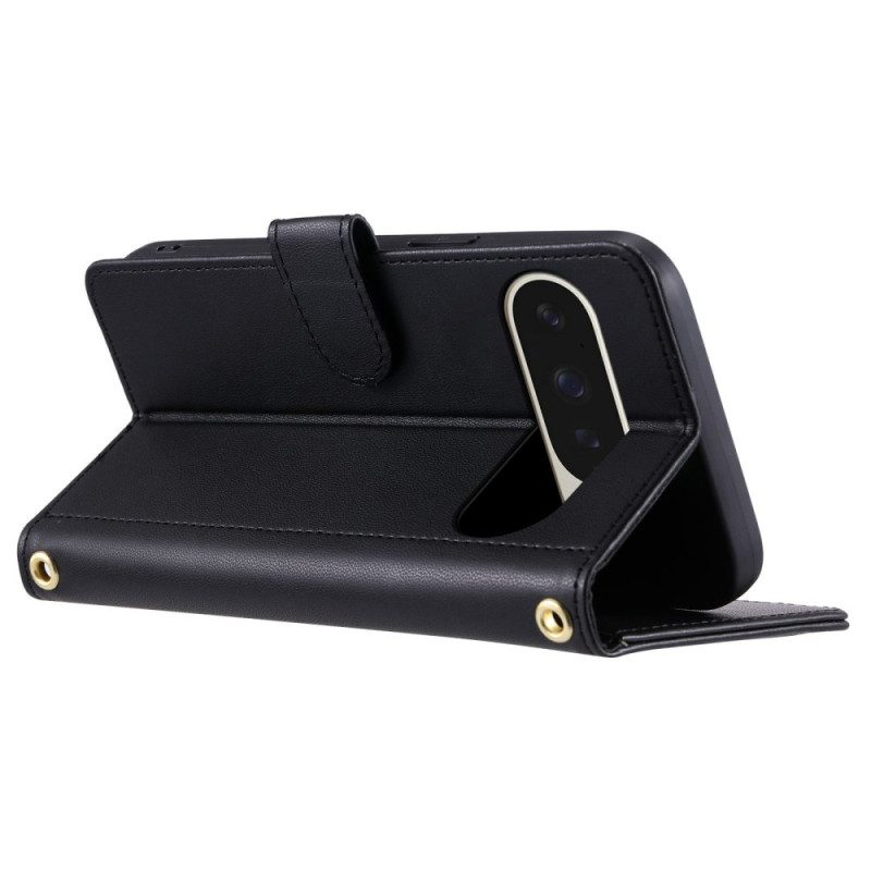 Lederhüllen Google Pixel 10 Pro Xl Handyhülle Gestepptes Design Mit Riemen Und Schultergurt