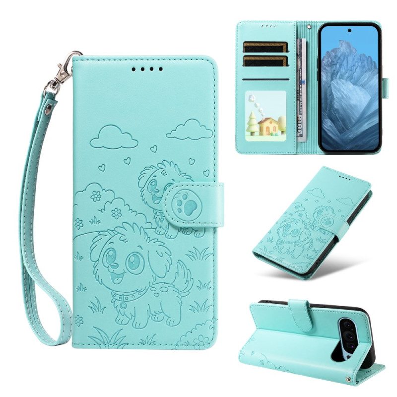 Lederhüllen Google Pixel 10 Pro Xl Handyhülle Rfid-schutz Und Hunde-muster