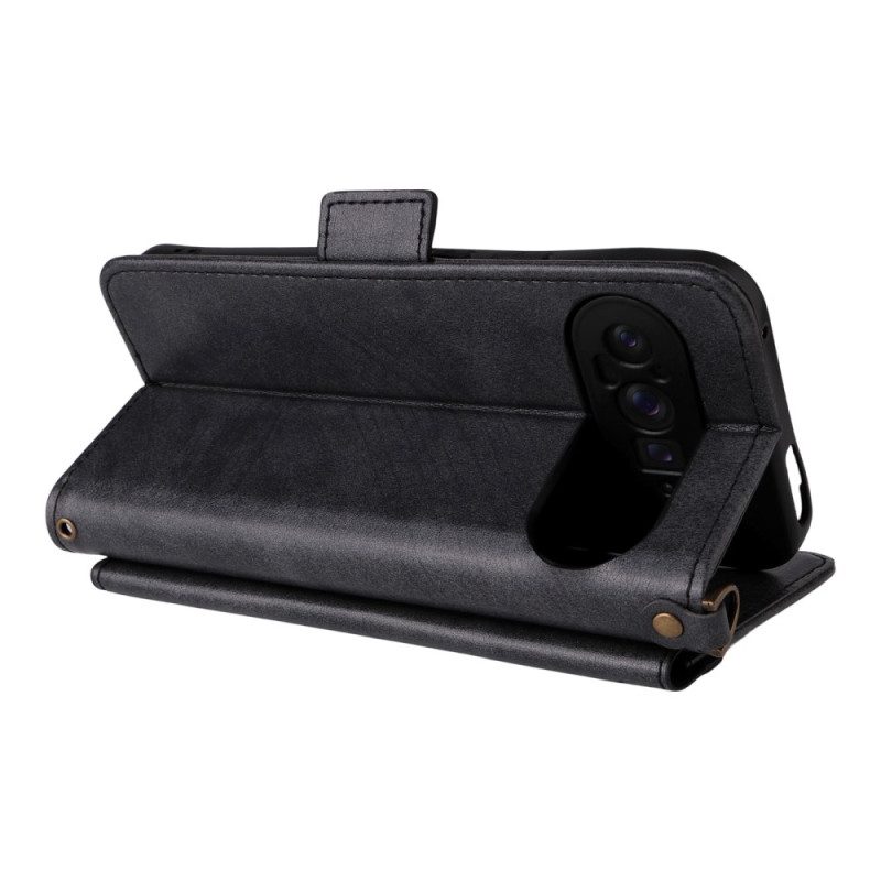 Lederhüllen Google Pixel 10 Pro Xl Handyhülle Vintage-hülle Mit Schultergurt