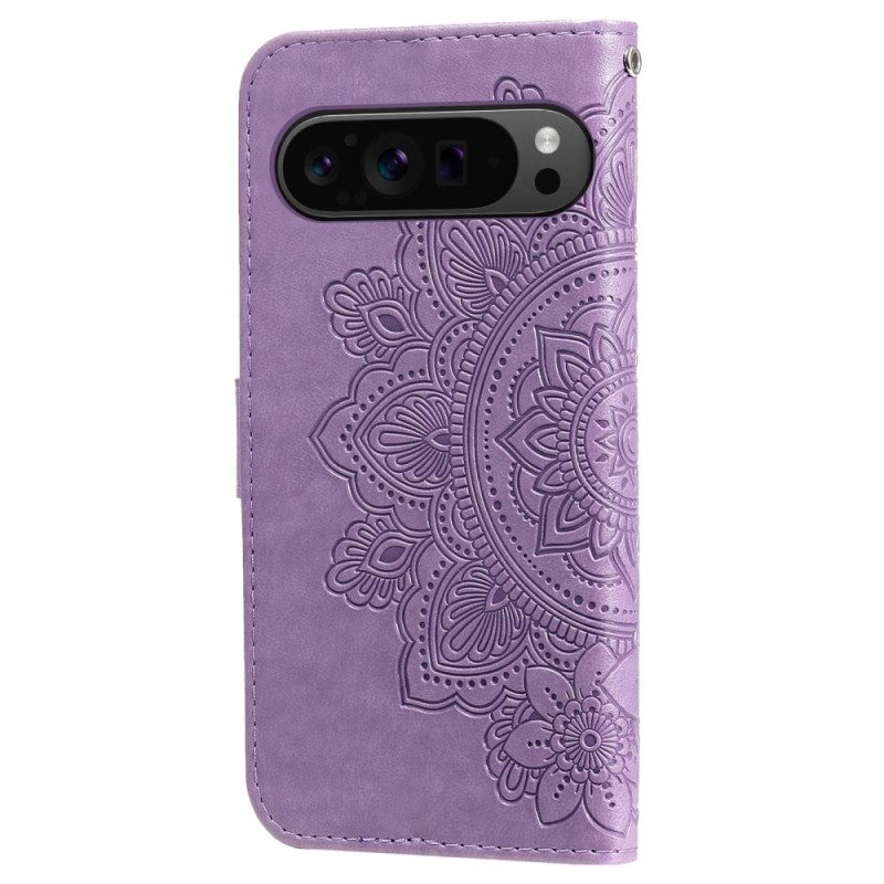 Lederhüllen Google Pixel 10 Pro Xl Mandala-print Mit Riemen