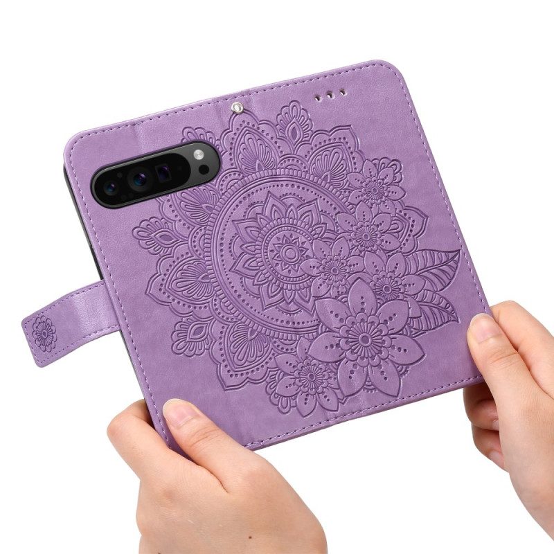 Lederhüllen Google Pixel 10 Pro Xl Mandala-print Mit Riemen