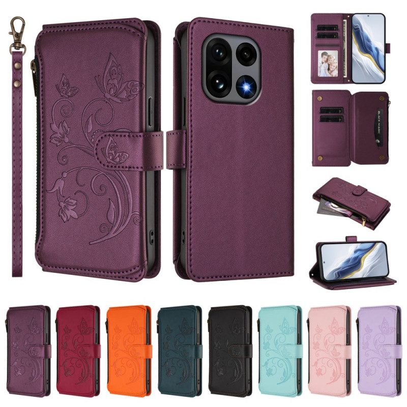 Lederhüllen Für Oneplus 15 Geldbörse Mit Blumenmuster Und Riemen