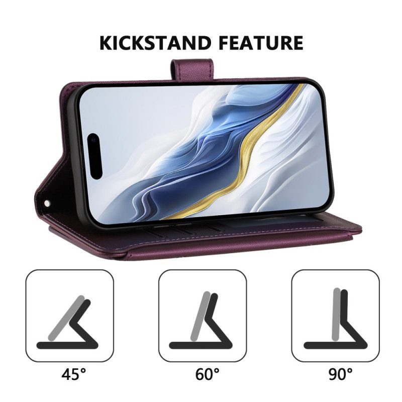 Lederhüllen Für Oneplus 15 Geldbörse Mit Blumenmuster Und Riemen