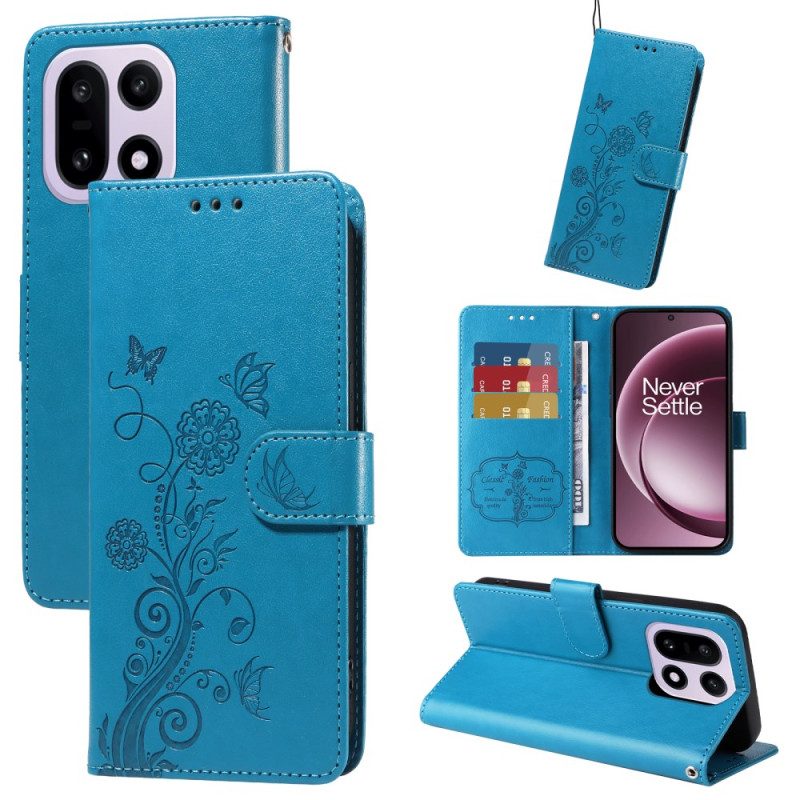 Lederhüllen Oneplus 15 Blumenmuster Mit Schmetterling