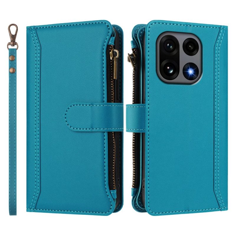 Lederhüllen Oneplus 15 Handyhülle Geldbörse Mit 9 Kartenfächern Und Riemen