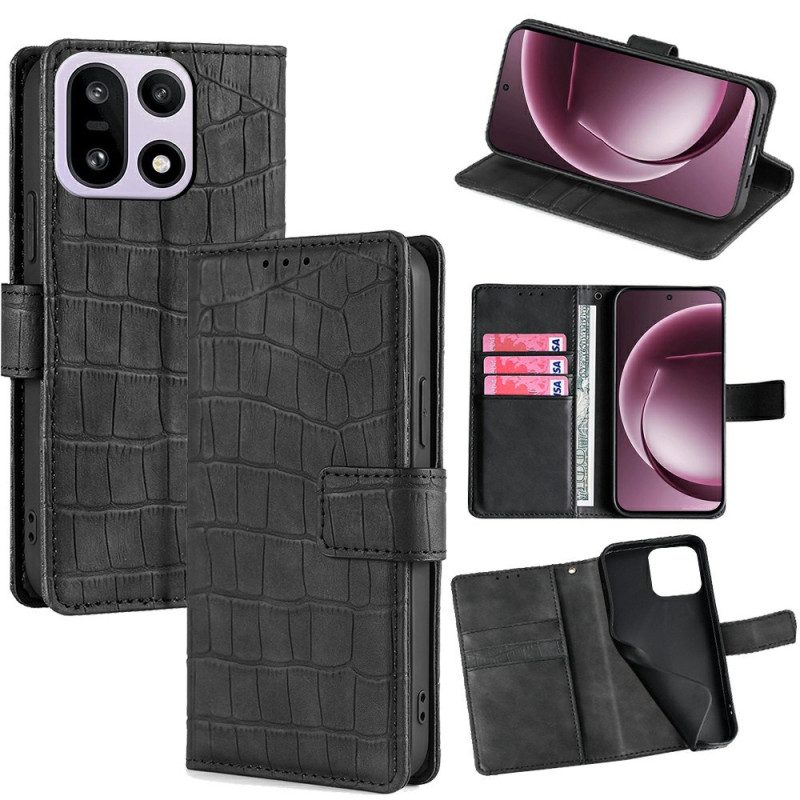 Lederhüllen Oneplus 15 Handyhülle Krokodilprägung
