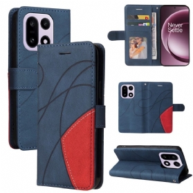 Lederhüllen Oneplus 15 Handyhülle Zweifarbige Wellenstruktur