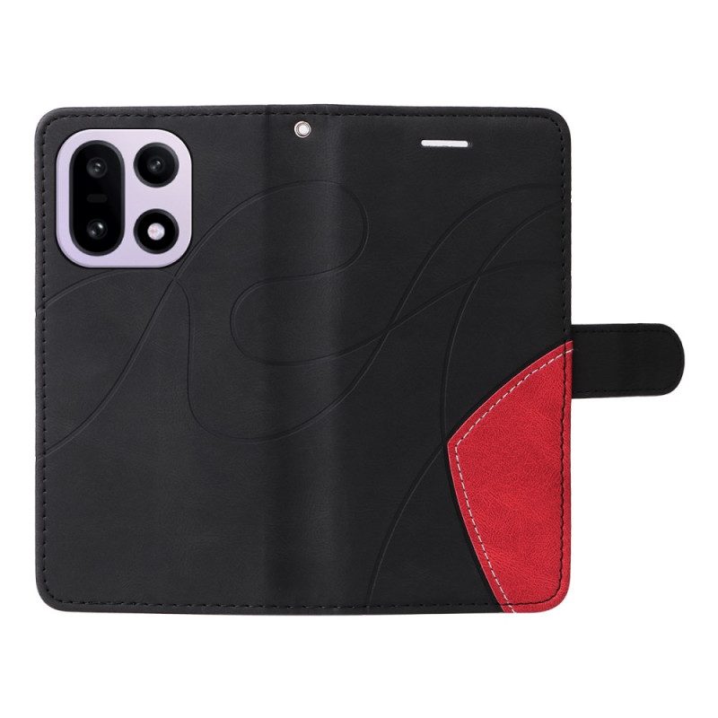 Lederhüllen Oneplus 15 Handyhülle Zweifarbige Wellenstruktur