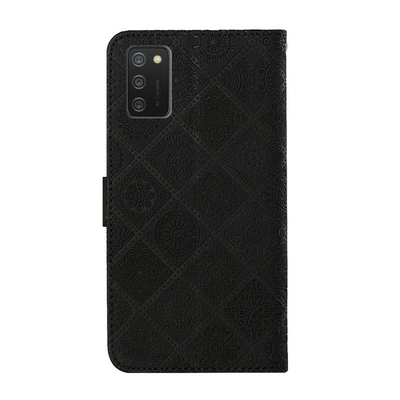 Lederhüllen Für Samsung Galaxy A02s Gobelinmuster