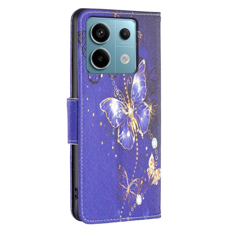Lederhüllen Für Xiaomi Redmi Note 13 Pro 4g Lila Schmetterlinge