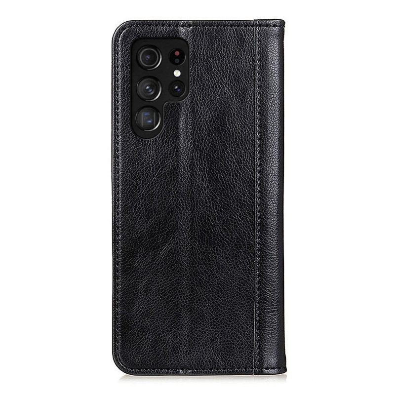 Flip Case Für Samsung Galaxy S25 Ultra 5g Spaltleder Litschi-optik