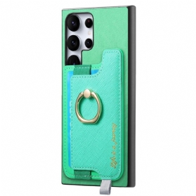 Hülle Samsung Galaxy S25 Ultra 5g Abnehmbarer Kartenhalter In Wildlederoptik