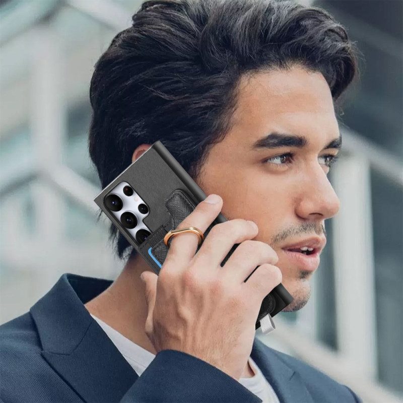 Hülle Samsung Galaxy S25 Ultra 5g Abnehmbarer Kartenhalter In Wildlederoptik