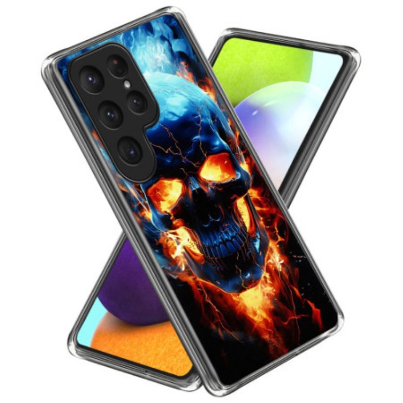 Hülle Samsung Galaxy S25 Ultra 5g Flammender Totenkopf