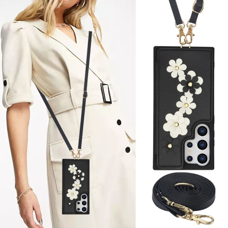 Hülle Samsung Galaxy S25 Ultra 5g Handyhülle Kartenhalter Mit Lanyard Und Schultergurt