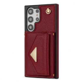 Hülle Samsung Galaxy S25 Ultra 5g Handyhülle Lederoptik Mit Kartenhalter Und Tragegurt