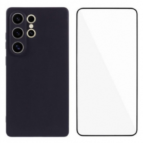 Hülle Samsung Galaxy S25 Ultra 5g Handyhülle Mattes Silikon Mit Displayschutzfolie Aus Gehärtetem Glas Schutzfolie