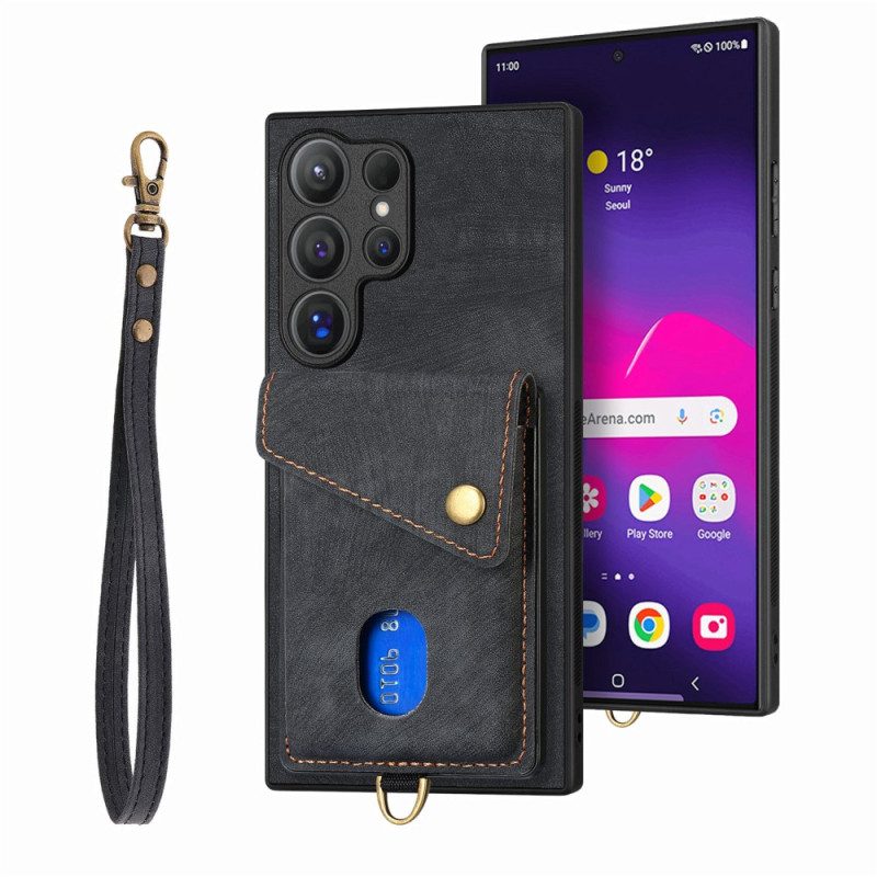 Hülle Samsung Galaxy S25 Ultra 5g Wildlederoptik Mit Kartenhalter Ständer