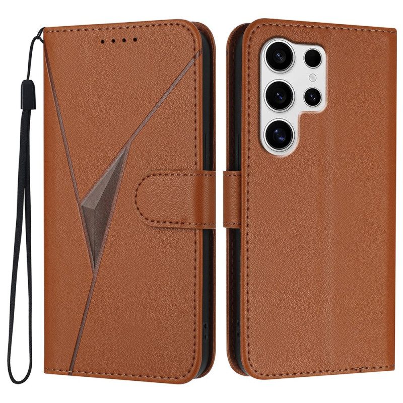 Lederhüllen Samsung Galaxy S25 Ultra 5g Handyhülle Dreieckiges Muster