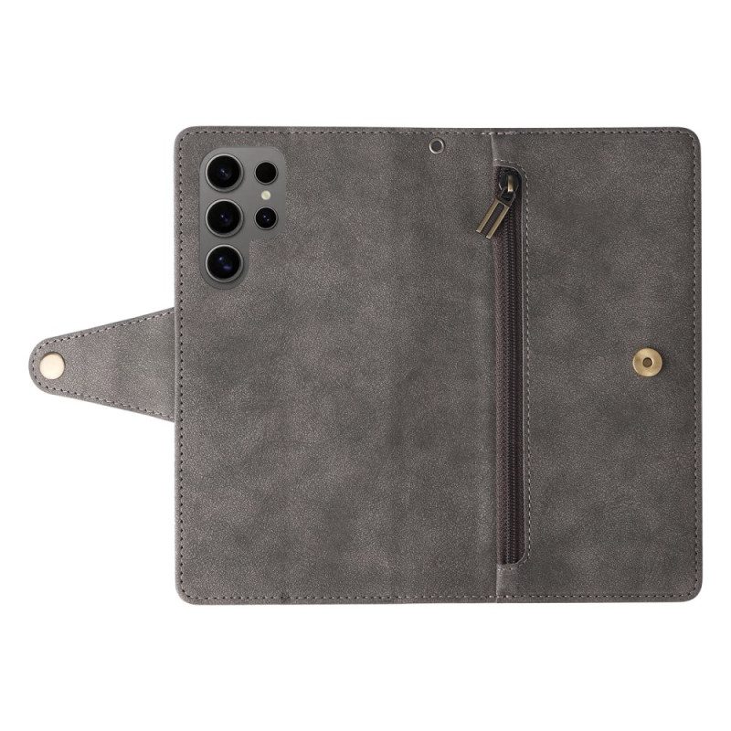 Lederhüllen Samsung Galaxy S25 Ultra 5g Handyhülle Geldbörse In Wildlederoptik Mit Riemen