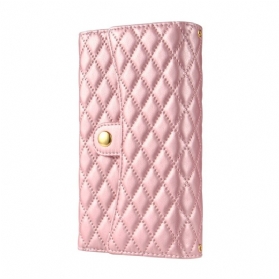 Lederhüllen Samsung Galaxy S25 Ultra 5g Handyhülle Gesteppte Geldbörse Mit Schulterriemen