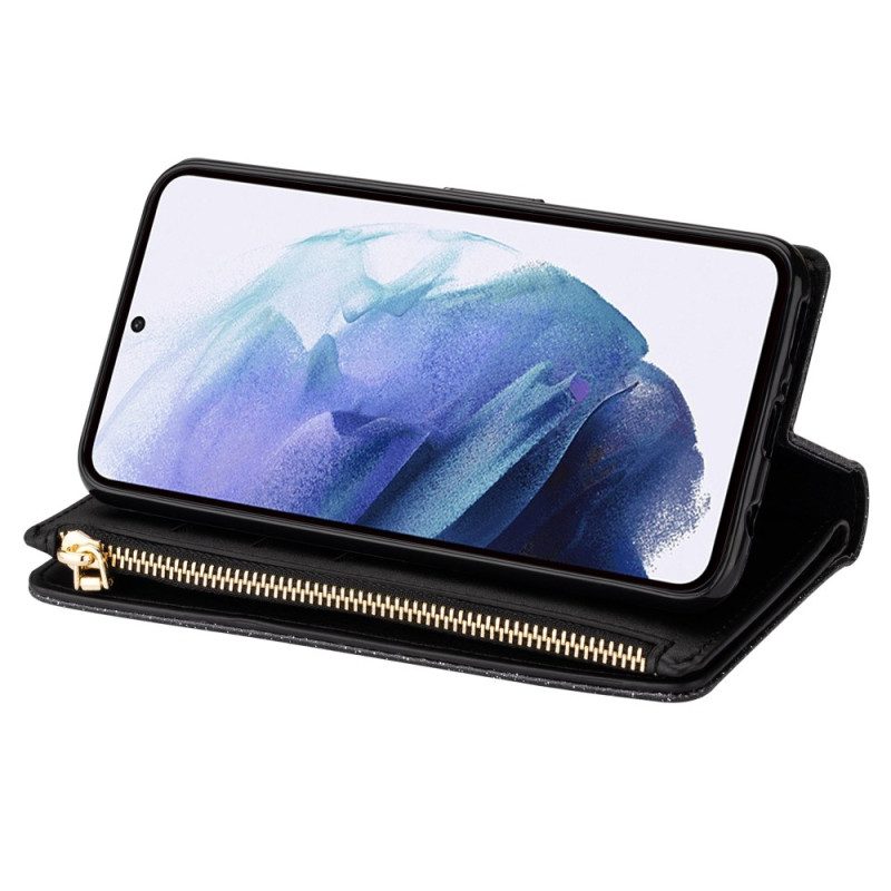 Lederhüllen Samsung Galaxy S25 Ultra 5g Pailletten Mit Silbernem Verschluss