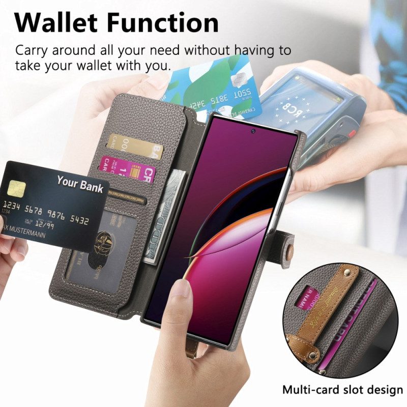 Lederhüllen Samsung Galaxy S25 Ultra 5g Rfid-geschützte Geldbörse Mit Tasche Und Ringhalter