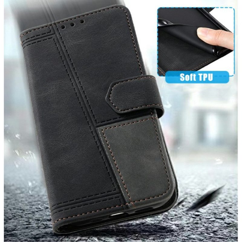 Lederhüllen Samsung Galaxy S25 Ultra 5g Zweifarbige Rfid-geldbörse In Wildlederoptik Mit Riemen