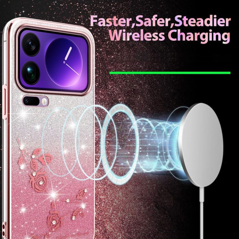 Hülle Für Xiaomi 17 Pro Blumen Und Strasssteine