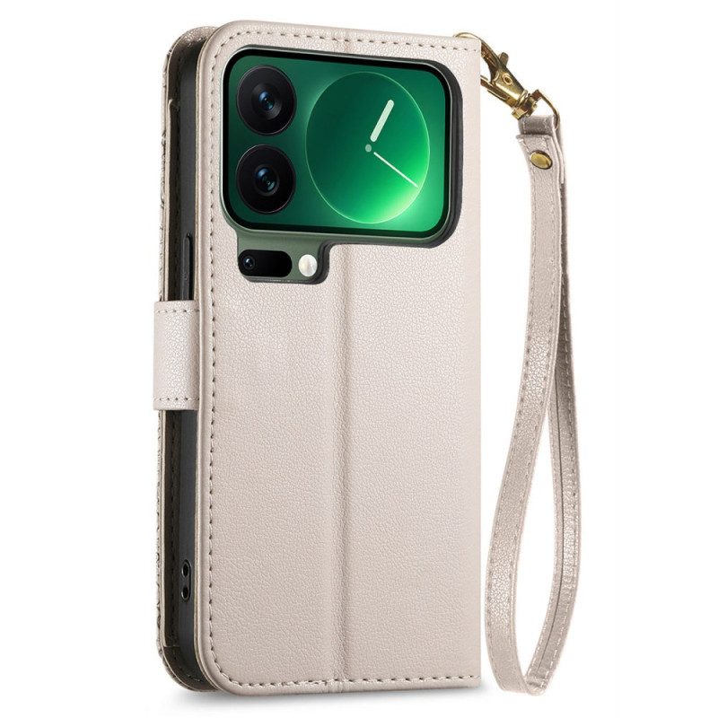 Lederhüllen Für Xiaomi 17 Pro Blumen- Und Blättermuster