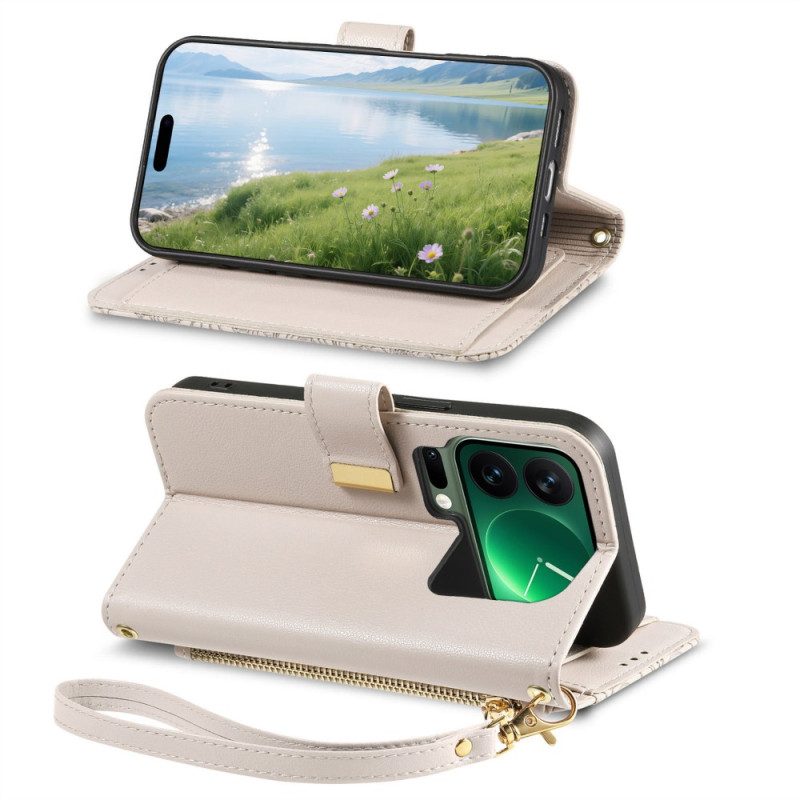 Lederhüllen Für Xiaomi 17 Pro Blumen- Und Blättermuster