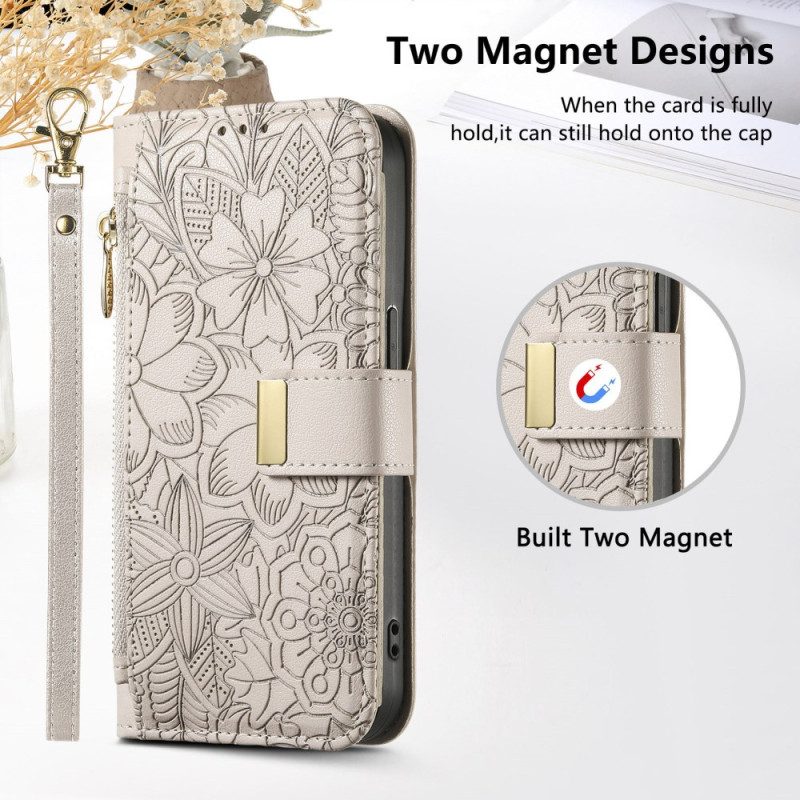 Lederhüllen Für Xiaomi 17 Pro Blumen- Und Blättermuster