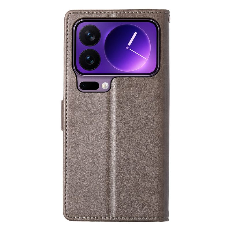 Lederhüllen Xiaomi 17 Pro Handyhülle Blumen-schmetterlingsmuster