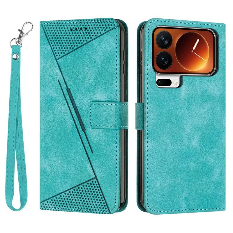 Lederhüllen Xiaomi 17 Pro Handyhülle Dreieckiges Muster Und Riemen