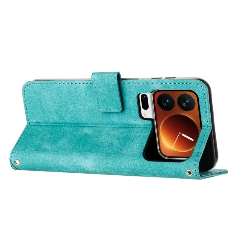 Lederhüllen Xiaomi 17 Pro Handyhülle Dreieckiges Muster Und Riemen