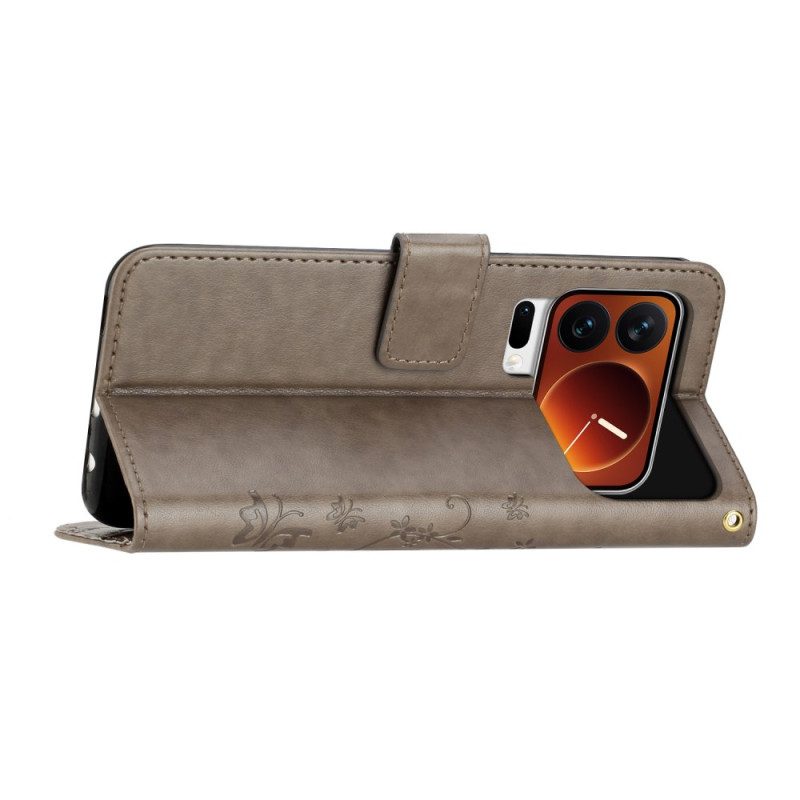 Lederhüllen Xiaomi 17 Pro Handyhülle Schmetterlinge Und Blumen