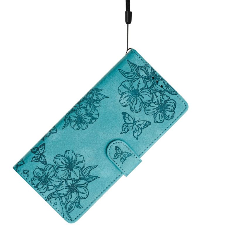 Lederhüllen Xiaomi 17 Pro Handyhülle Schmetterlinge Und Blumen In Wildlederoptik