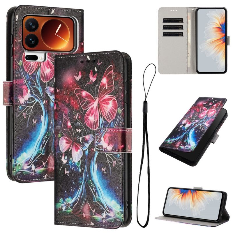 Lederhüllen Xiaomi 17 Pro Handyhülle Schmetterlingsbaum