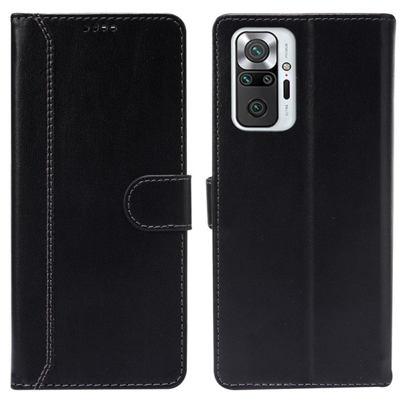 Flip Case Für Xiaomi Redmi Note 10 Pro Glänzende Und Freiliegende Nähte