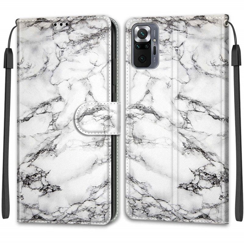 Flip Case Für Xiaomi Redmi Note 10 Pro Marmor Mit Lanyard