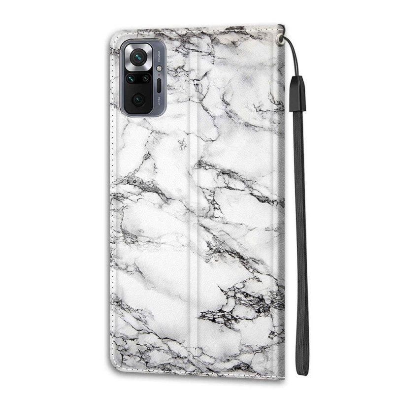 Flip Case Für Xiaomi Redmi Note 10 Pro Marmor Mit Lanyard