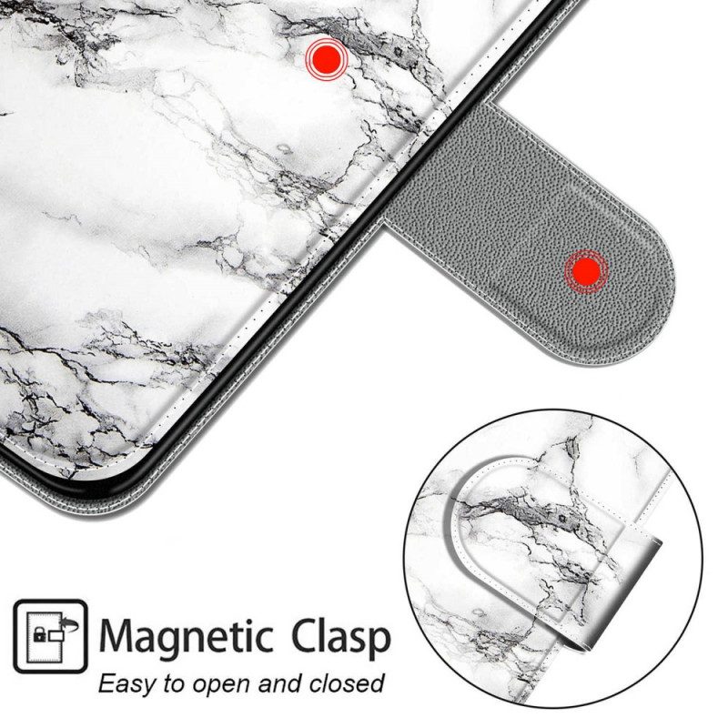 Flip Case Für Xiaomi Redmi Note 10 Pro Marmor Mit Lanyard