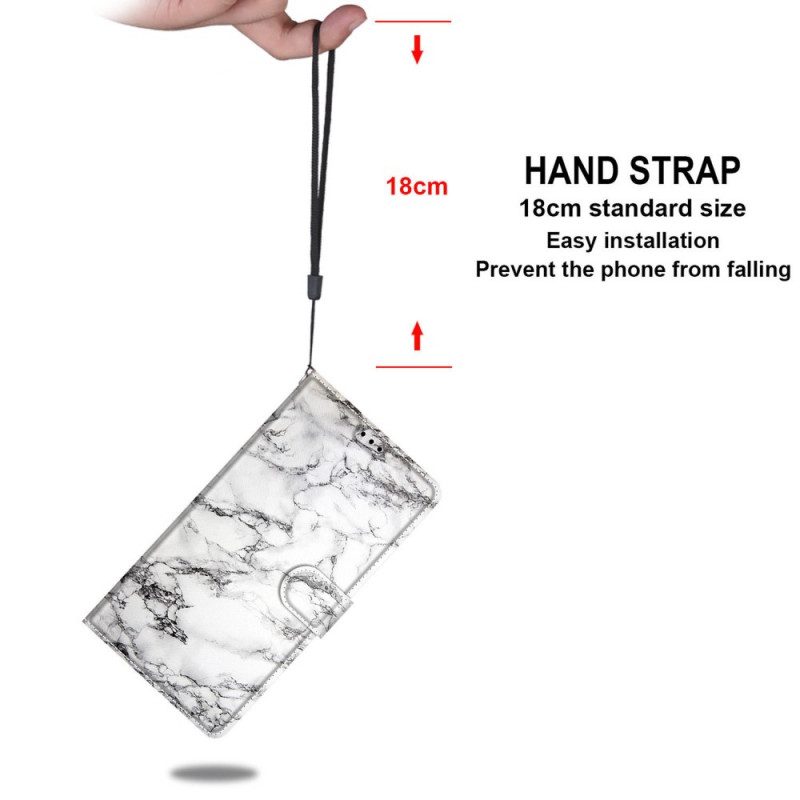 Flip Case Für Xiaomi Redmi Note 10 Pro Marmor Mit Lanyard