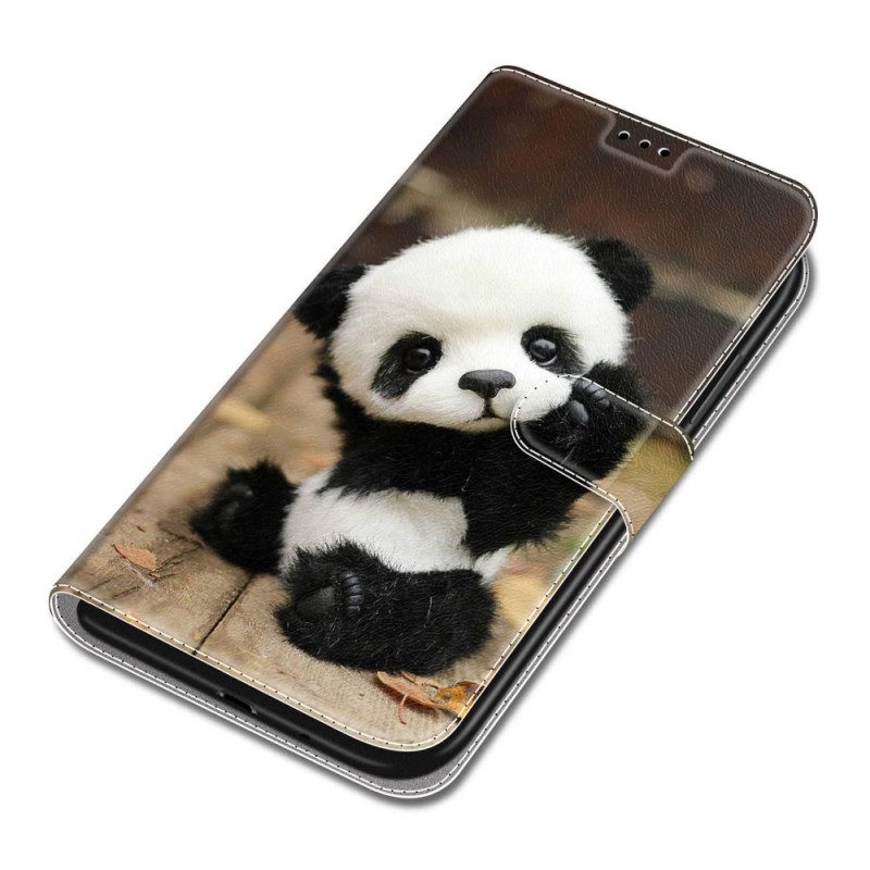 Flip Case Für Xiaomi Redmi Note 10 Pro Mit Kordel Kleiner Panda Mit Riemen