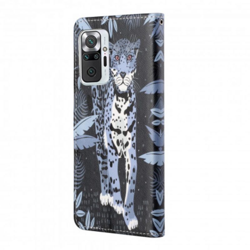 Flip Case Für Xiaomi Redmi Note 10 Pro Mit Kordel Riemchen-leopard