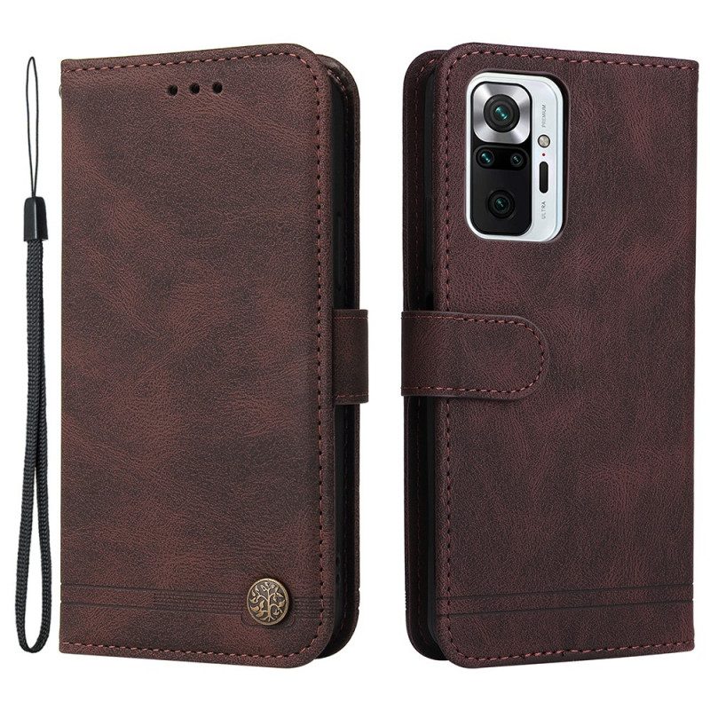 Flip Case Für Xiaomi Redmi Note 10 Pro Nieten Und Riemen Aus Kunstleder